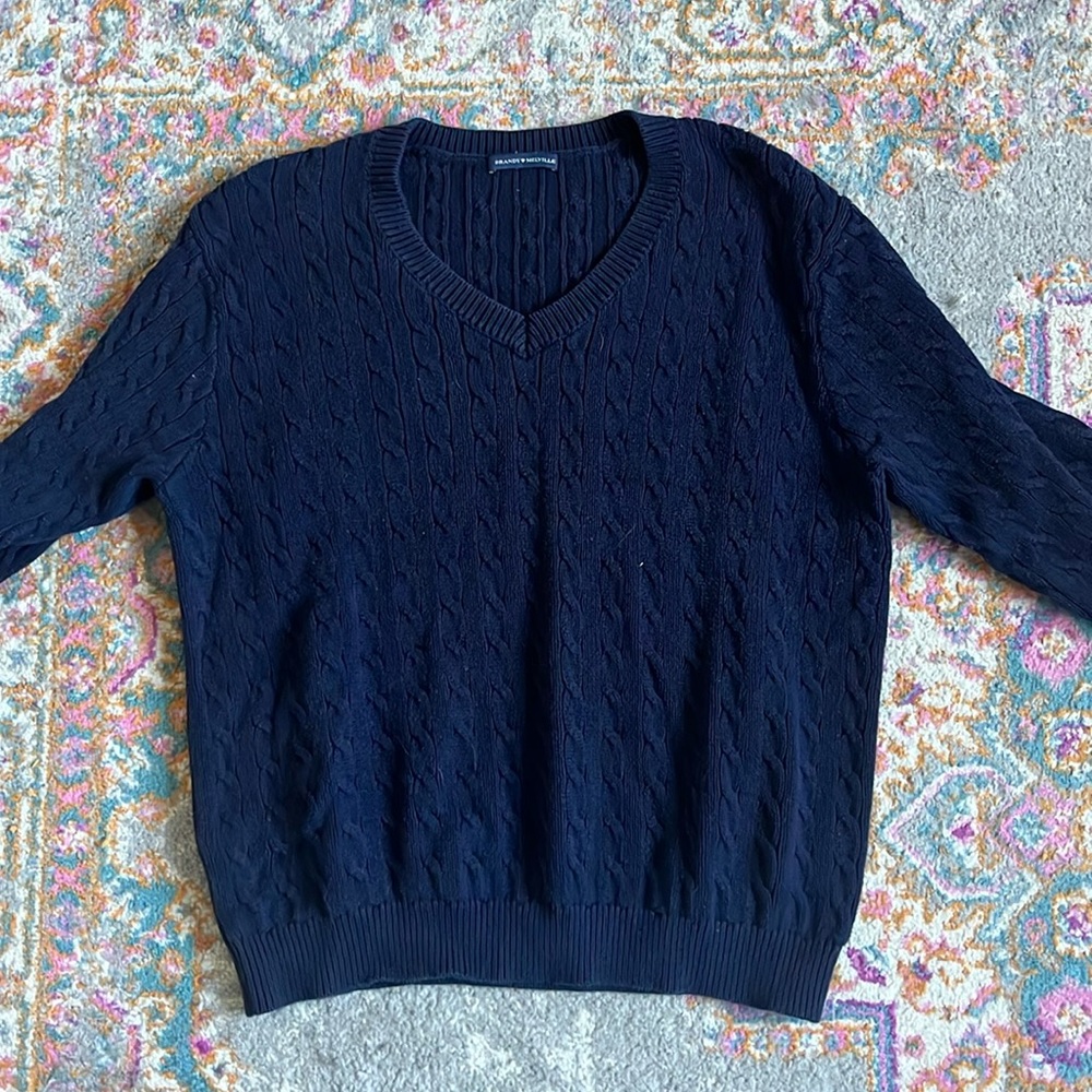 Brandy melville cable knit v neck wool blend